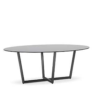 Mitchell Gold Bob Williams Modern Oval Tempered Glass Dining Table, 76 X 48 In Pewter Base/smoked Glass Top