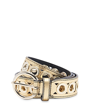Shop Sandro Women's Adelia Leather Grommet Belt In Gold
