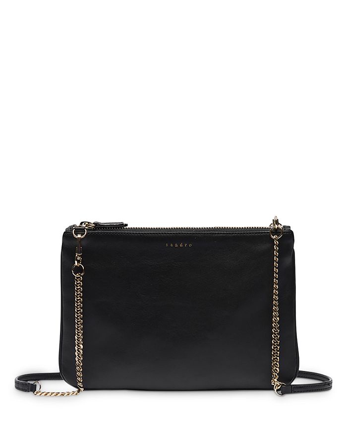 Sandro Addict Leather Pouch In Black