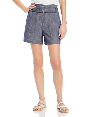Karl Lagerfeld Belted Shorts In Marine