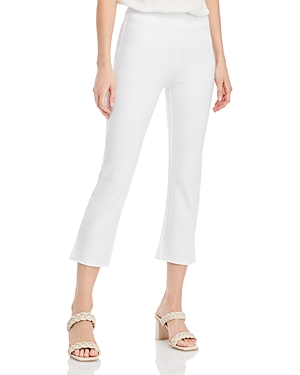 Lyssé Check Print Cropped Kick Flare Pants In White