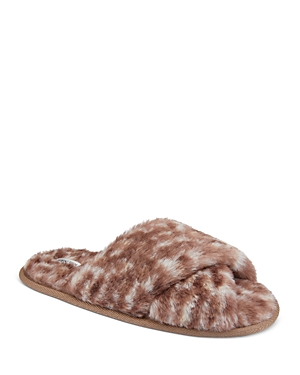 Floral Nikrooz Victoria Teddy Criss-Cross Slide Slippers Floral Nikrooz Victoria Teddy Criss-Cross Slide Slippers