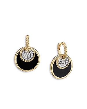 David Yurman Dy Elements Convertible Drop Earrings In 18k Yellow Gold With Black Onyx And Mother-of-pearl And Pav In Gold