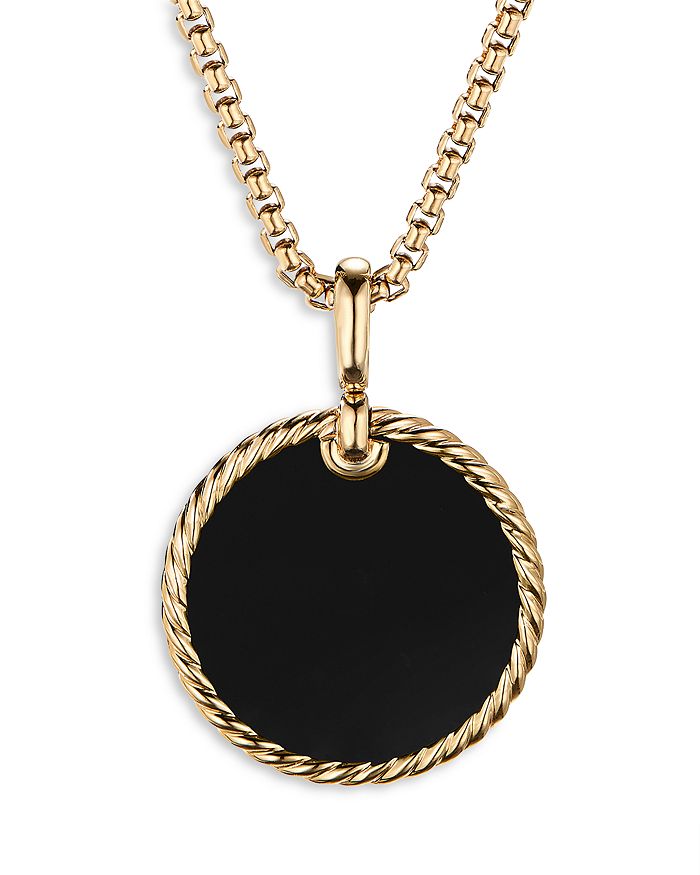 David Yurman 18kt Yellow Gold Dy Elements Mother-of-pearl And Black Onyx Disc Pendant Necklace In Gold