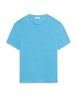 Sandro Clash Linen Tee In Pastel Blue