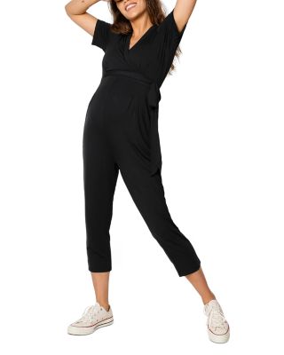 Maternity Short Sleeve Knit Jumpsuit