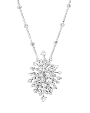 Shop Hueb 18k White Gold Luminus Diamond Starburst Marquis Cluster Pendant Necklace, 16