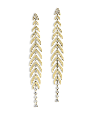 Hueb 18K Yellow Gold Bahia Diamond Leaf Drop Earrings