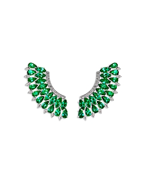 Hueb 18K White Gold Mirage Emerald & Diamond Statement Earrings
