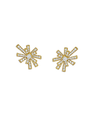 18K Yellow Gold Tribal Diamond Cluster Stud Earrings