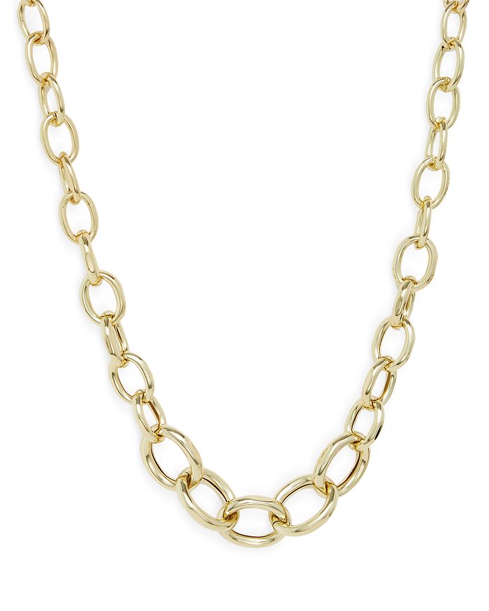 AQUA GRADUATED CHAIN LINK COLLAR NECKLACE IN GOLD TONE, 19-22 - 100% EXCLUSIVE,BS676