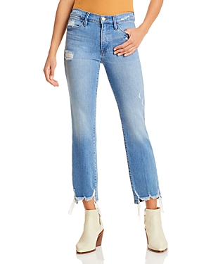 FRAME LE HIGH RISE STRAIGHT ANKLE JEANS IN LASKEY RIPS,LHST793