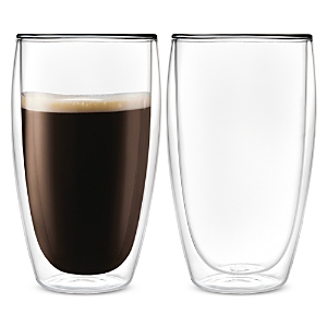 Godinger Double Walled Tall Coffee/latte Cups, Set Of 2 In Clear