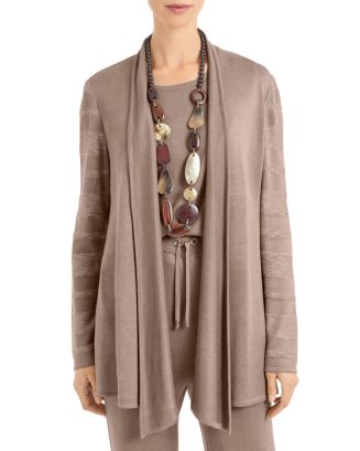 Misook Shawl Collar Sheer Sleeve Knit Cardigan | Bloomingdale's