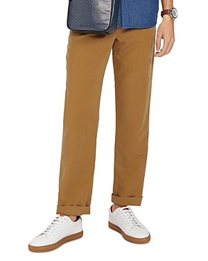 Ted Baker Pleated Tapered Trousers In Camel