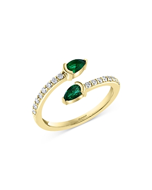 Bloomingdale's Emerald & Diamond Bypass Ring in 14K Yellow Gold - 100% Exclusive