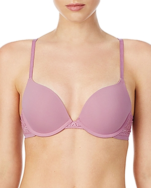 On Gossamer Sleek Micro Lace Underwire Convertible Push-up Bra In Rose Blush