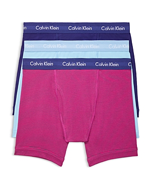 Calvin Klein Cotton Stretch Moisture Wicking Boxer Briefs, Pack Of 3 In Purple Multi