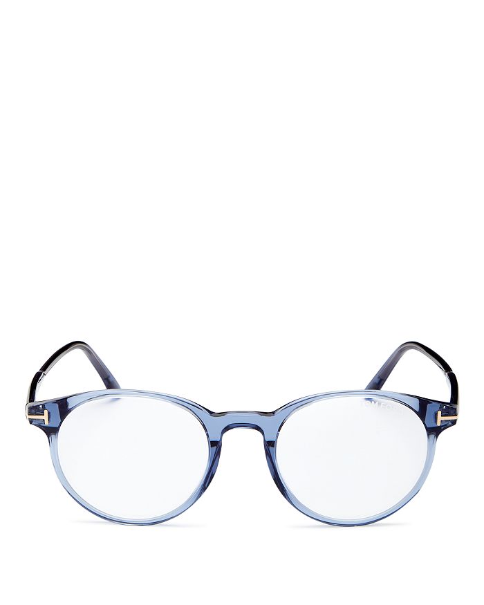 Tom Ford Men's Round Blue Light Glasses, 49mm