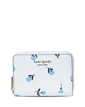 Kate Spade New York Spencer Leather Zip Card Case In Optic White