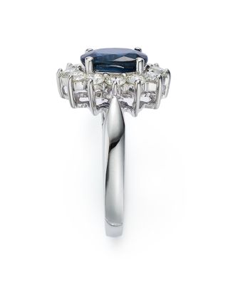 Blue Sapphire and Diamond Statement Ring in 14K White Gold&nbsp;