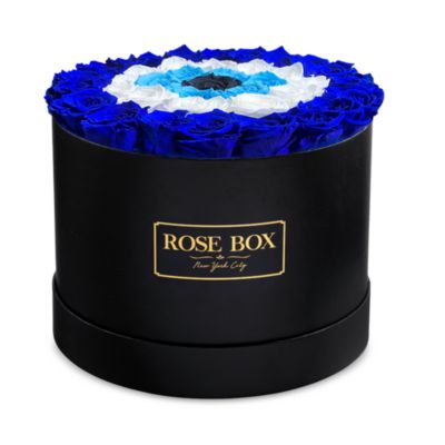 Rose Box Nyc Large Round Box with Evil Eye of Roses