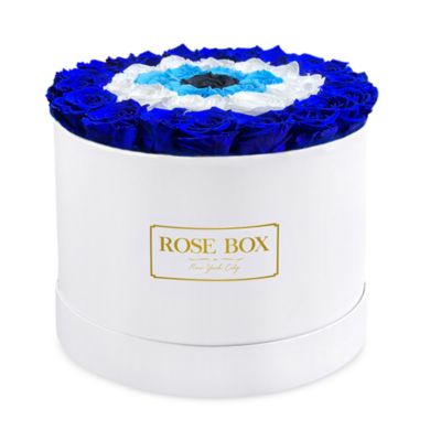 Rose Box Nyc Large Round Box with Evil Eye of Roses