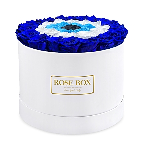 Rose Box Nyc Large Round Box With Evil Eye Of Roses In White