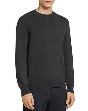 Zegna Oasi Cashmere Sweater In Dark Gray Solid