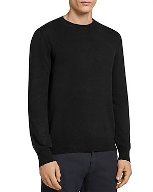 Zegna Oasi Cashmere Sweater In Black Solid
