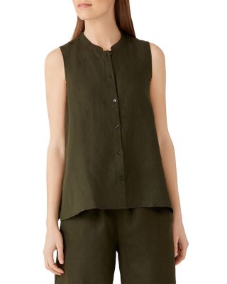 eileen fisher sleeveless linen top