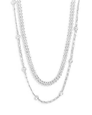 Double Layer Beaded Chain Necklace, 16"