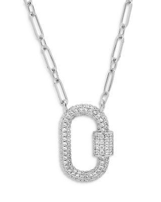 Pav&amp;eacute; Carabiner Lock Pendant Necklace, 16&amp;quot;