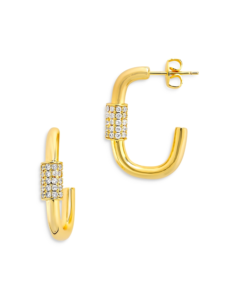 STERLING FOREVER OVAL CARABINER HOOP EARRINGS,E1NB1811H