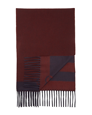 Salvatore Ferragamo Striped Double Face Fringed Wool/Cashmere Scarf