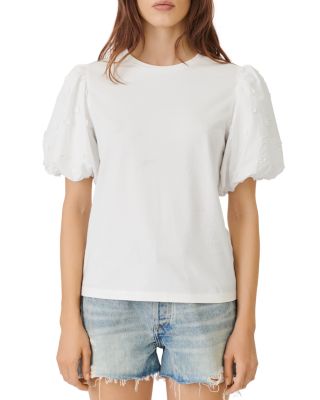 Maje Toplina Tee with Flower Puff Sleeves