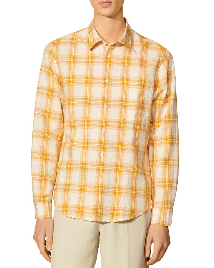 Sandro Tartan Orange Check Shirt | Bloomingdale's