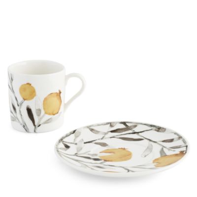 Pomegranate Demitasse Cup &amp; Saucer, Set of 4