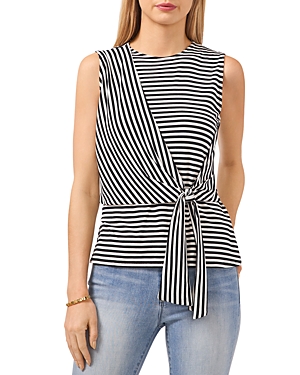 VINCE CAMUTO STRIPED VIBRATIONS TIE FRONT TOP,9131682