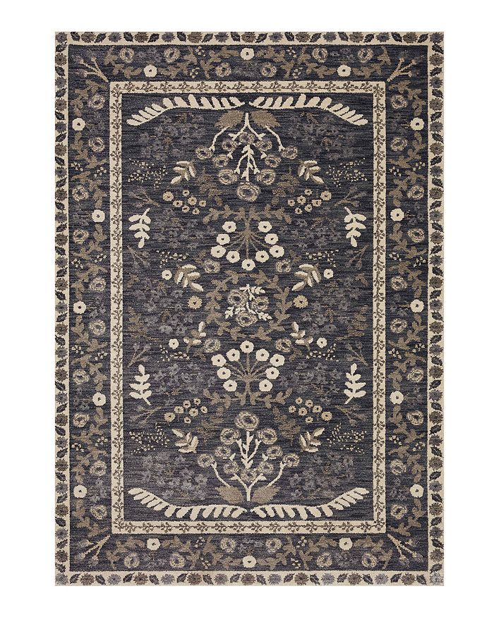 Rifle Paper Co Fiore Fio-01 Area Rug, 6'3 X 9' In Charcoal
