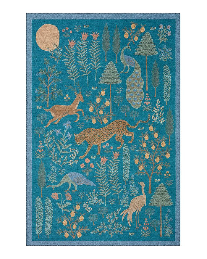 Rifle Paper Co Menagerie Men-01 Area Rug, 3'9 X 5'9 In Navy
