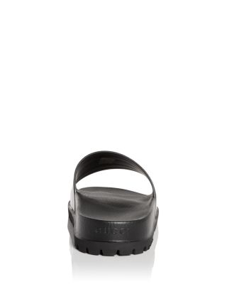 Gucci 【カジュアル&高級感 Back Rubber☆Web Slide 】 Men's slide sandal with Web in black rubber | GUCCI® US