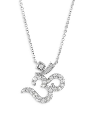 Bloomingdale's Diamond Ohm Pendant Necklace In 14K White Gold, 0.33 Ct ...