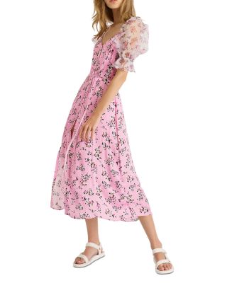 chinese dress ladies French Connection Women's Poplin Ruched Maxi Dress, Size Large, Pink main image 0