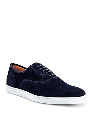 Santoni Atlantis Oxford Suede Low-top Trainers In Navy