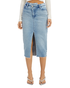 Good American Crossover Denim Pencil Skirt In Blue711 ModeSens