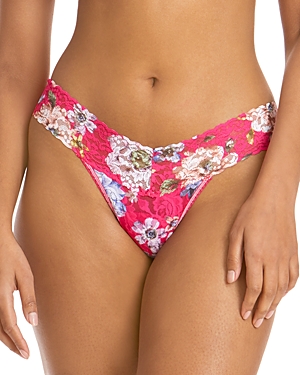 HANKY PANKY LOW-RISE PRINTED LACE THONG,5G1584