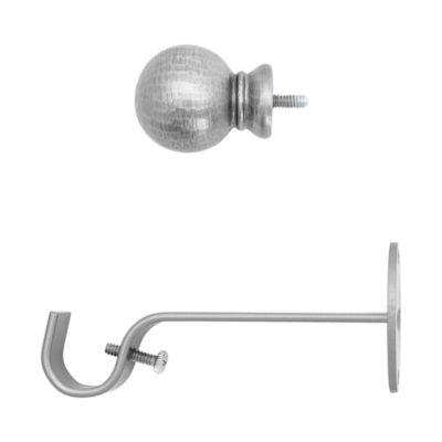 Farmhouse Adjustable Curtain Rod with Hammered Ball Finials, 28"-48"