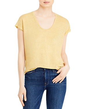 Frame Easy Scoop Neck Organic Linen T-shirt In Cornsilk