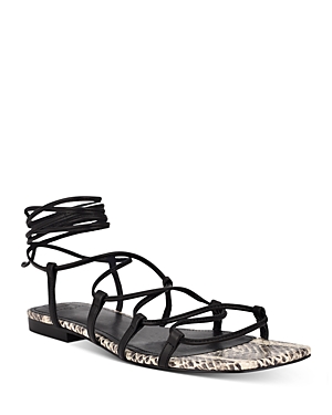 Marc Fisher Ltd Women's Mahalia Ghillie Lace Ankle Tie Sandals In Black Leather